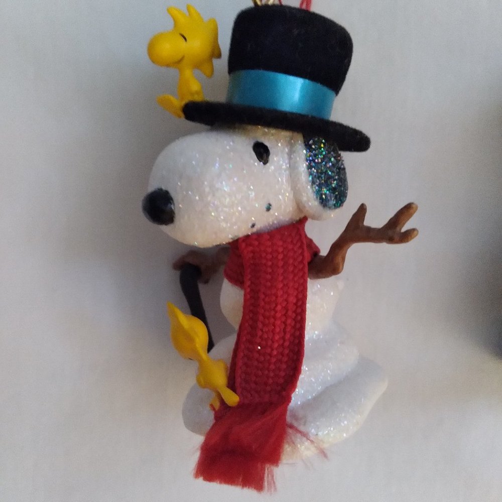 Snoopy Glittered Hallmark Christmas Ornament with Woodstock